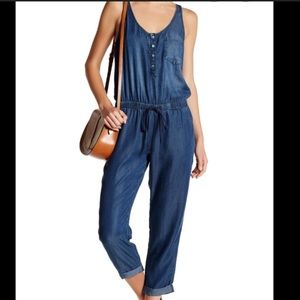 Love stitch tencel denim jumpsuit